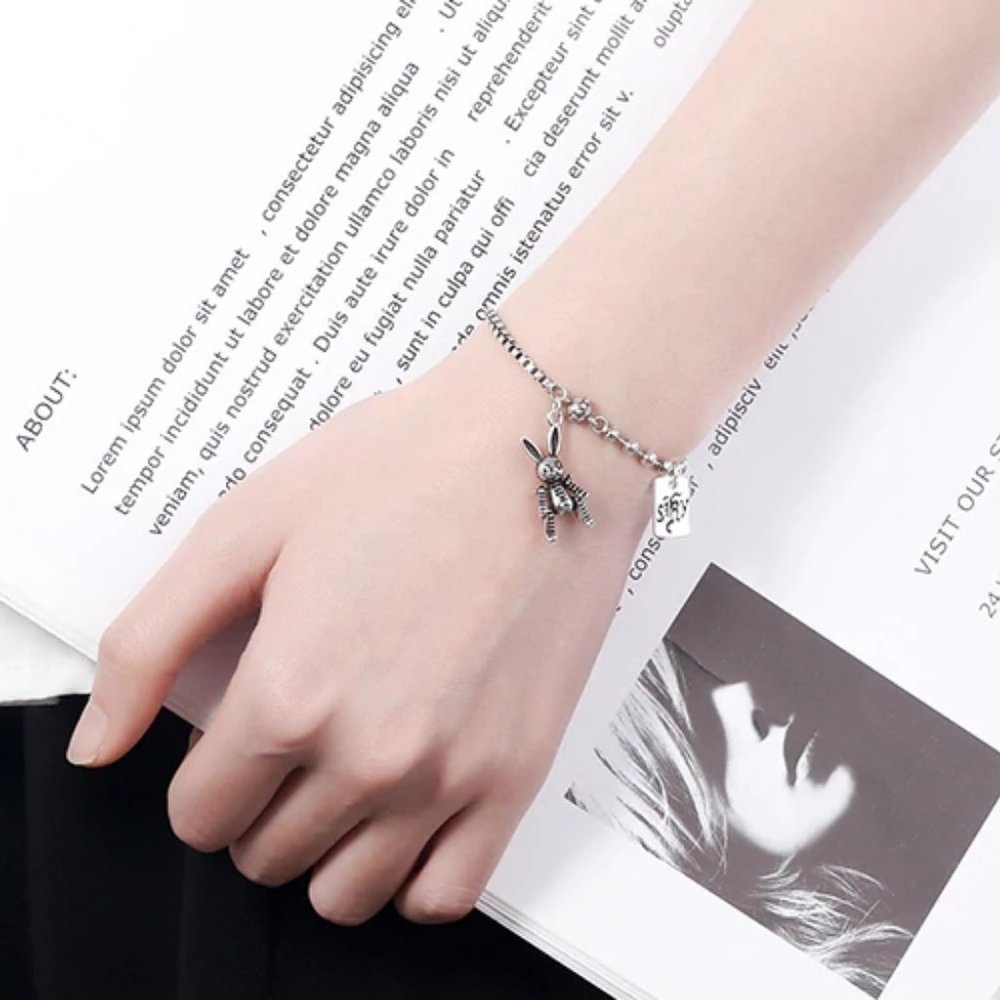 *NEW 925 Sterling Silver Vintage Rabbit Bracelet - Picture 2 of 9